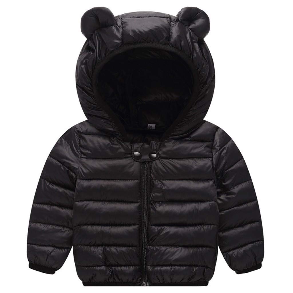 Newborn Toddler Baby Boys Girls Puffer Jacket Winter Warm Cotton Padded Jacket Bear Ears Hooded Coat