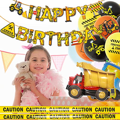 40 Pack Construction Birthday Party Supplies, Dump Truck Party Decorations Kits Set For Kids Birthday Party, Backdrop, Toppers, Caution Party Tape, Stickers, Tableware, Bottle Labels, Balloons For Theme Party #TOP5