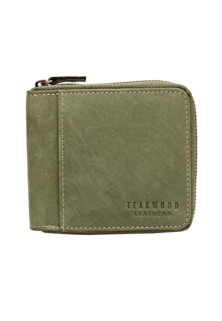 Men’s RFID Protected Zip Around Leather Wallet | 3 Card Slots, 2 Secret Pockets, 1 Cash Compartment & 1 Flap Coin Pocket | Solid Zipper Flip Wallet | Light Green-image-20