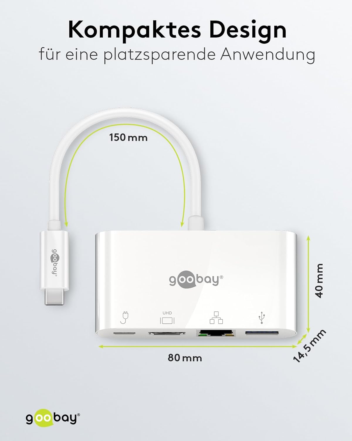 62105 USB-C Multiport Adapter, HDMI + Ethernet, PD, White