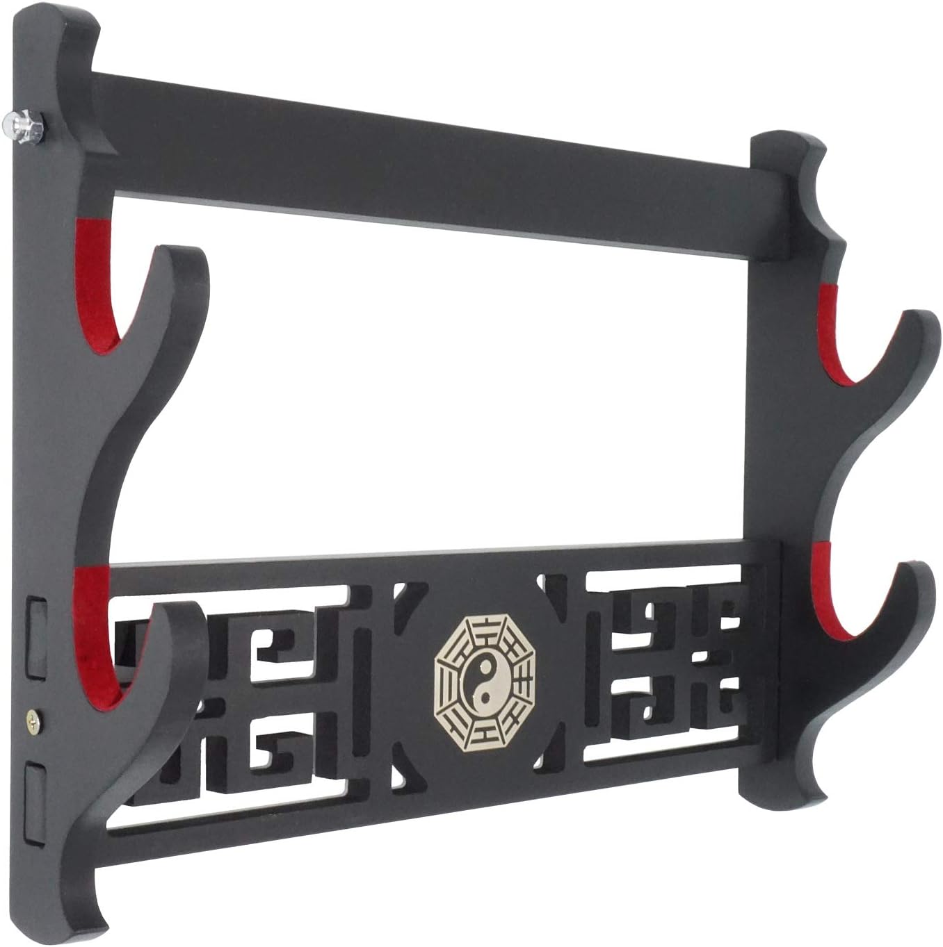 Padded Sword Wall Mount Katana Stand Samurai Sword Holder Display Rack Chinese Bagua Style (2-Tier)