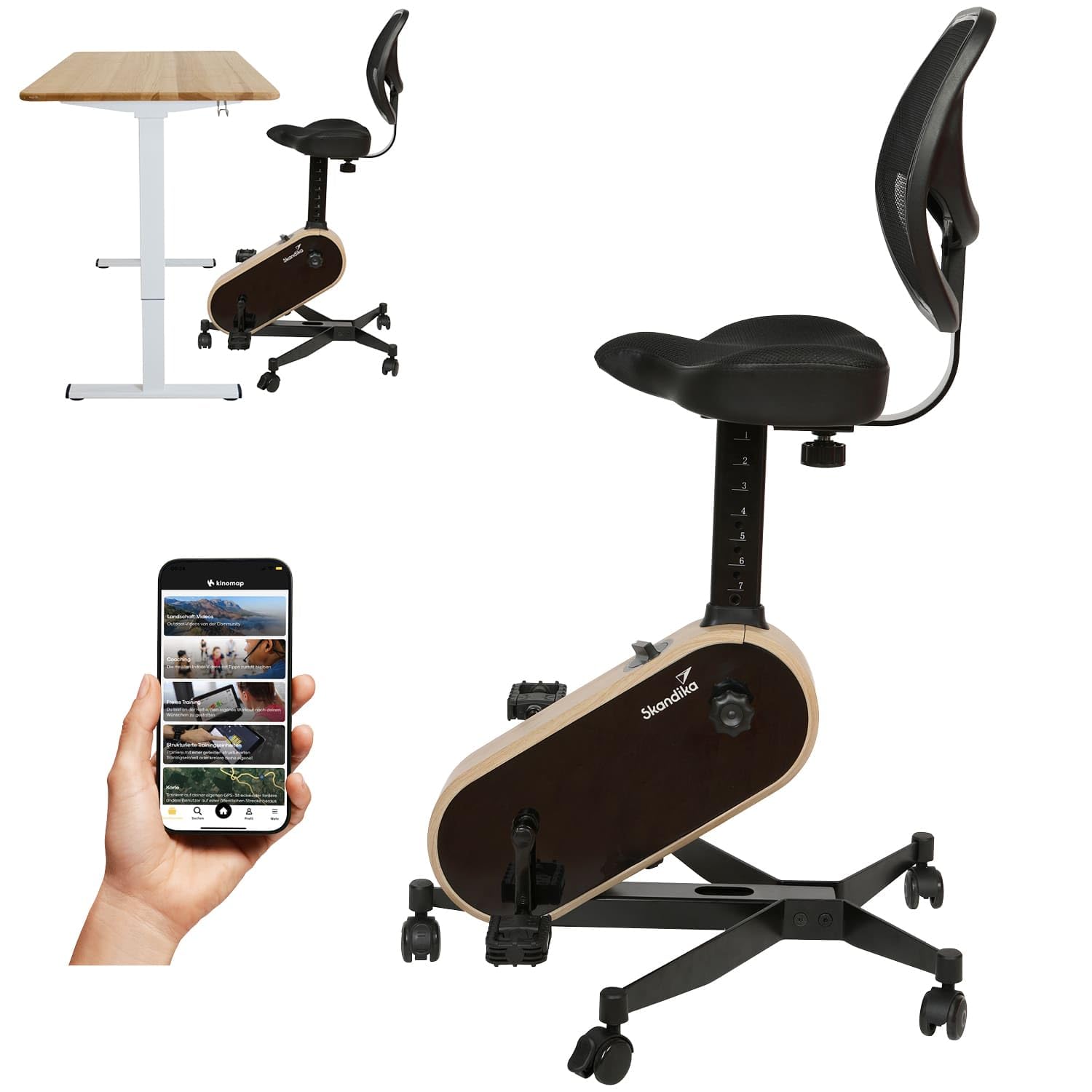 Skandika Mini-vélo Liten | Entraîneur bras jambes, mini vélo d'appartement | Console LCD, 8 niveaux, frein magnétique | max. 110 kg