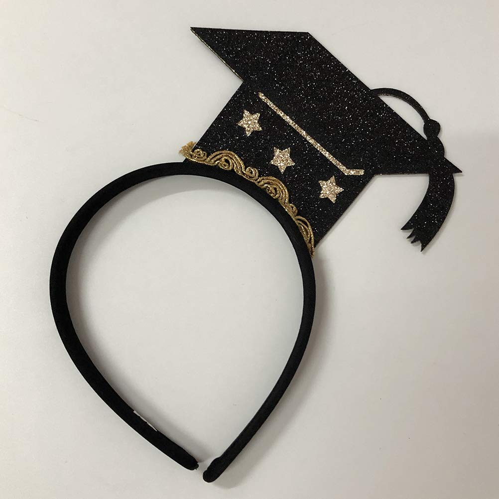 ABOOFAN 2 Pcs Graduation Cap Headband Season Decorative Hair Bands Graduation Hair Hoop UCF Hat Graduation Party Headwear Glitter Hair Hoop Graduation Headband - Image 2