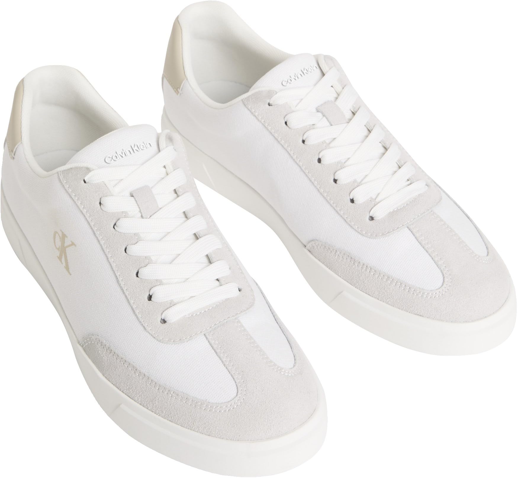 Calvin Klein Men's Low Prof Cupsole Cv HM0HM02236 Low Top, Gold (Bright White/Oatmeal), 10.5