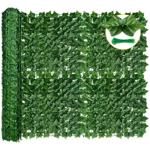 KASZOO 120'x40' Artificial Ivy Privacy Fence Screen - UV-Anti Breathable Faux Ivy Greenery Fence Panels for Patio, Balcony, Garden, Backyard Indoor Outdoor Decor