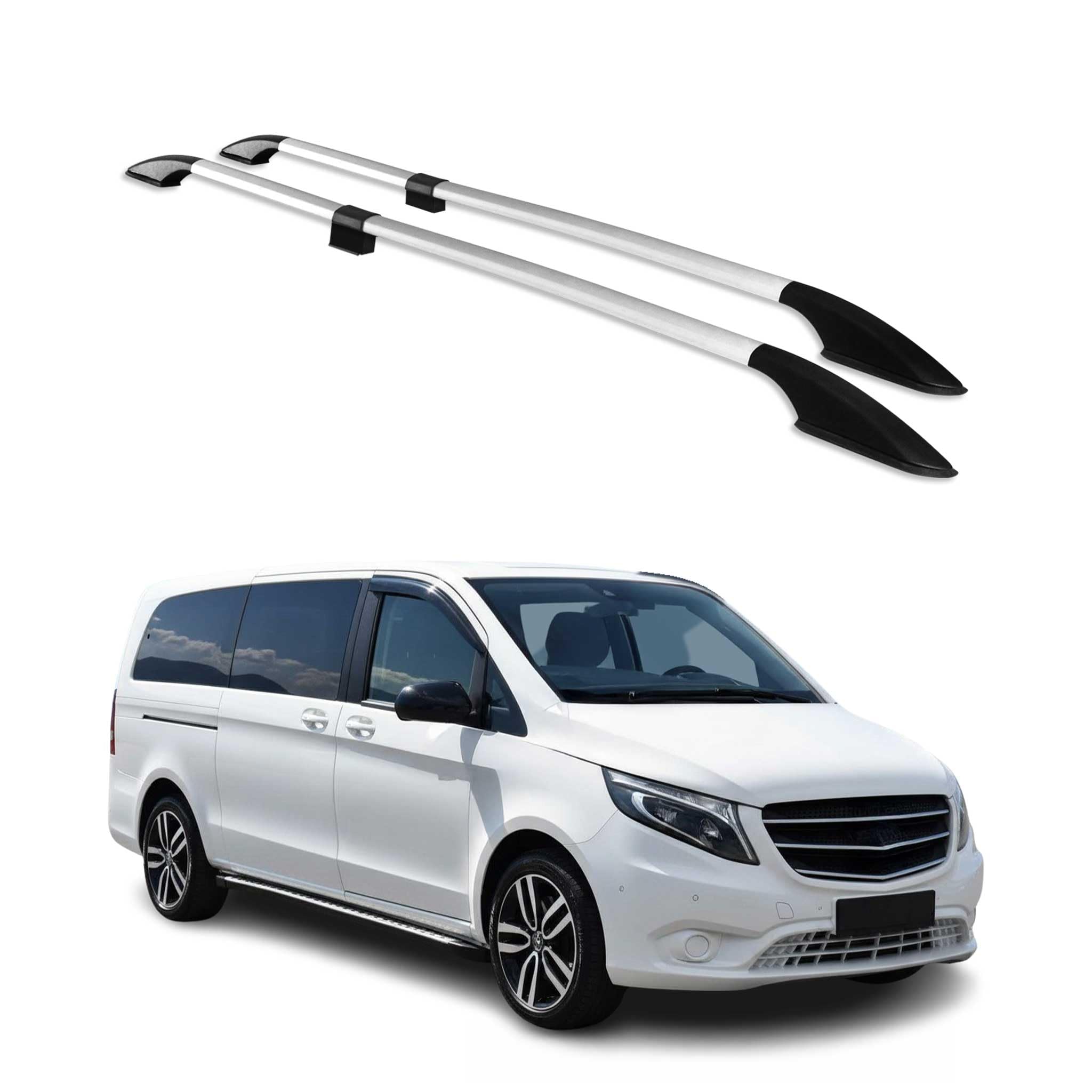 OMAC Dachreling kompatibel mit Mercedes Vito W639 W447 2003-2025 L3 Extra Langer RS Alu Grau