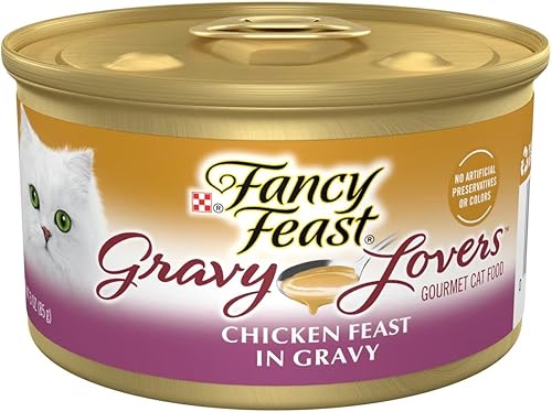 Miniatura 2 de SPEEDY FRESH Fancy Feast Gravy Lovers - Alimento húmedo gourmet para gatos, paquete variado de 18 latas (paquete de pollo, pavo y salmón y suela)