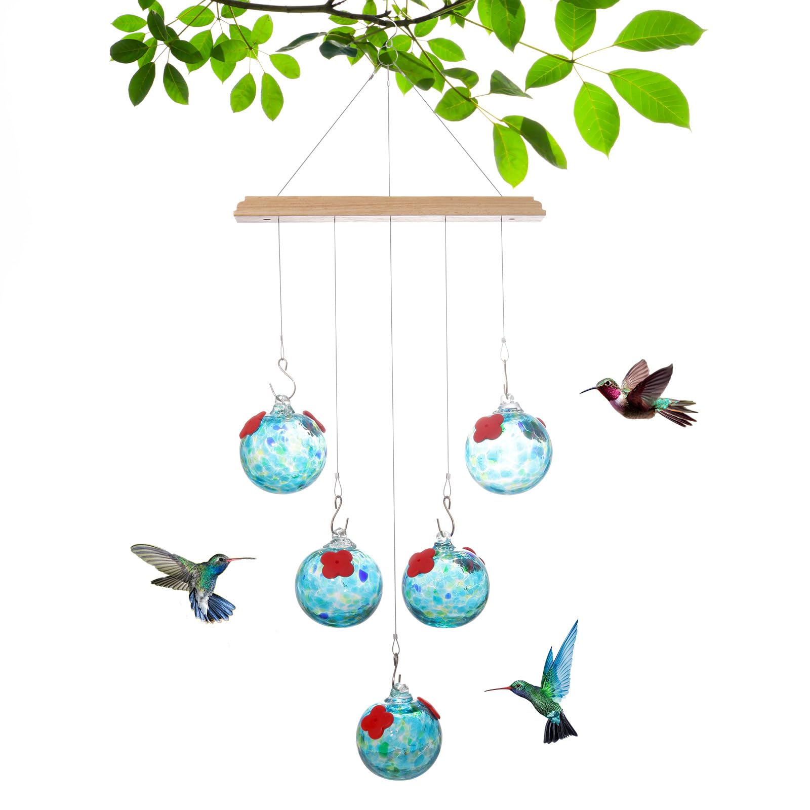 Attrattori per colibrì di grande capacità, in vetro trasparente leggero, facile installazione per l'alimentazione di uccelli selvatici tutto l'anno vista chiara mangiatoie per colibrì