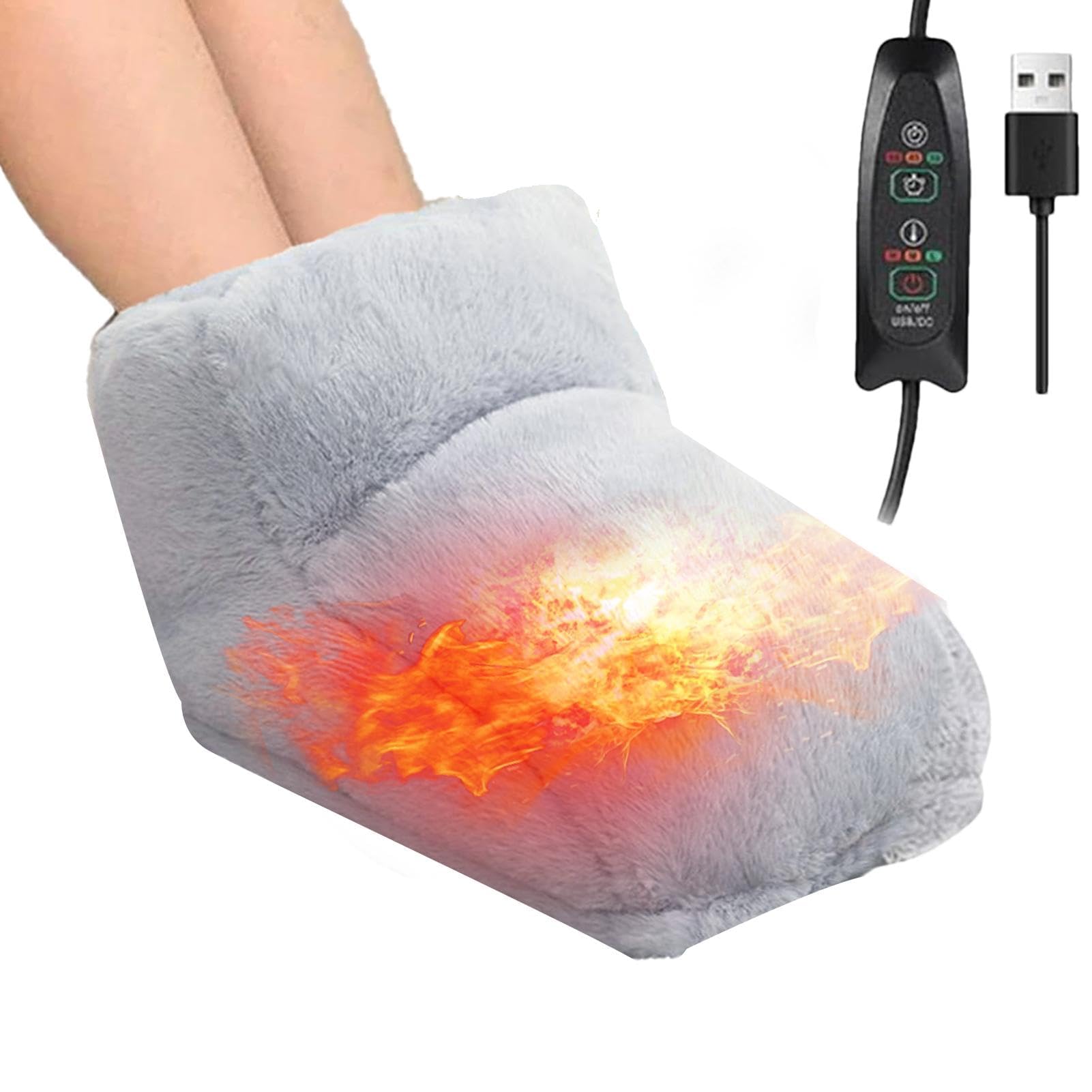Scaldapiedi elettrico riscaldato con 3 impostazioni di temperatura, pantofole calde per piedi in peluche, comodo poggiapiedi riscaldato, portatile, morbido, invernale, per donne, uomini, casa e