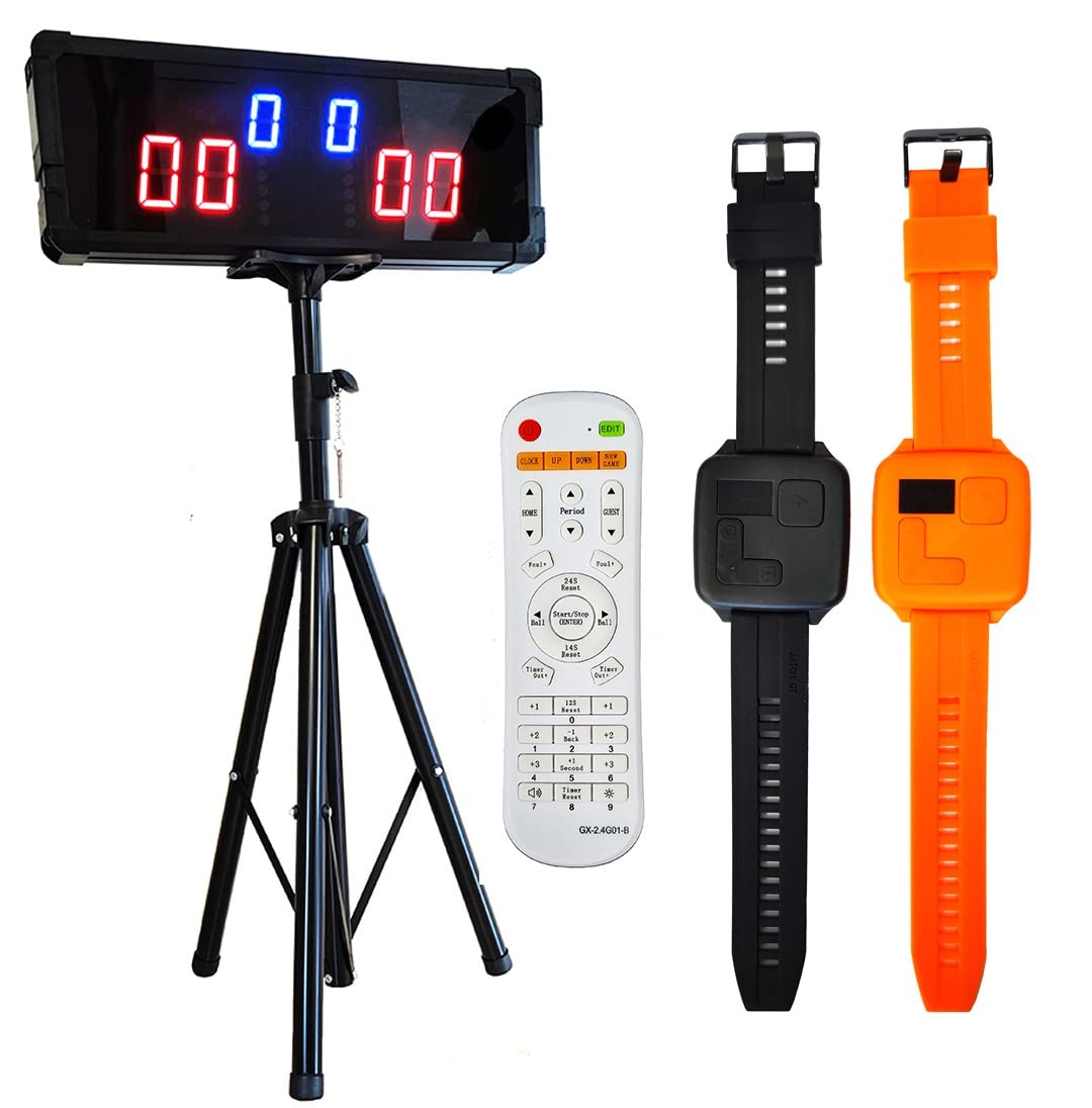EMPOTEC Tablero electrónico marca puntos puntuación juego pádel con 2 controladores de pulsera y mando a distancia para actualizar puntuación con trípodes y batería de litio