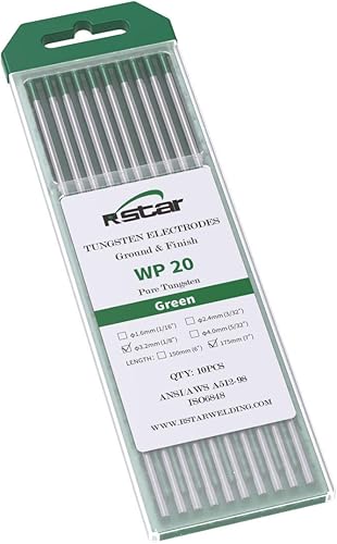 Miniatura 2 de TIG Electrodos de tungsteno de soldadura 99,5% tungsteno puro 18" x 7" (verde, WP) paquete de 10