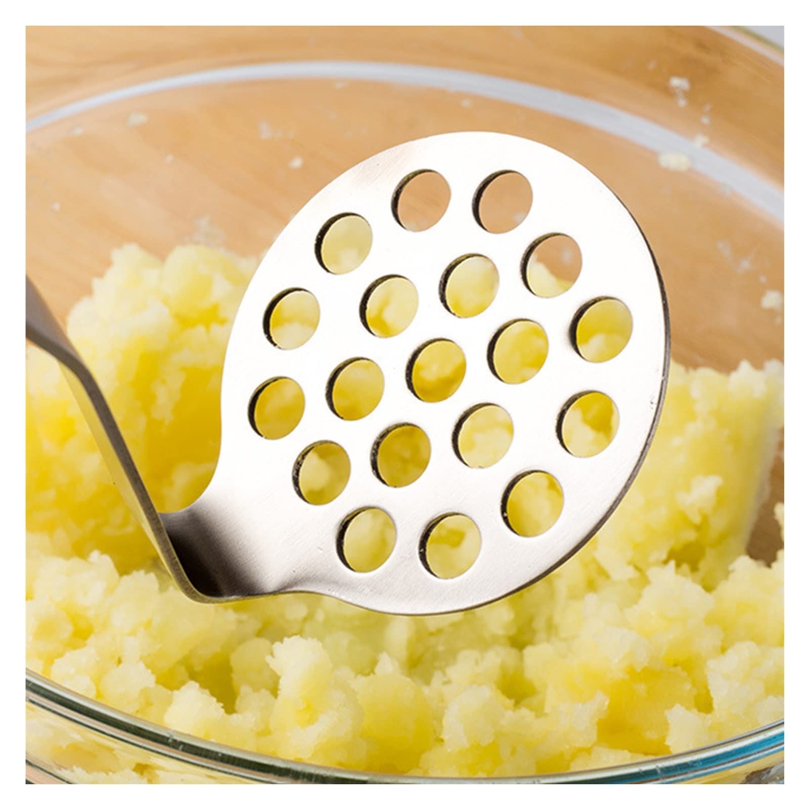 Stampfer aus Edelstahl, gepresster Kartoffelstampfer, Reispresse, Püree-Saft-Hersteller, Kartoffelschieber, Kartoffelpüree, Zerkleinerer, Obst- und Gemüsewerkzeuge, Stampfer