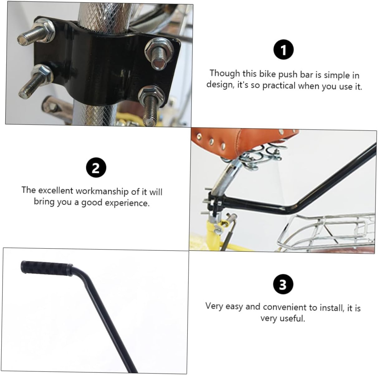 SUPVOX Kids Bike Safety Trainer Handle Adjustable Metal Push Bar for Balance Armrest for Bike Seat for Learning Cycling Suitable for Boys and Girls