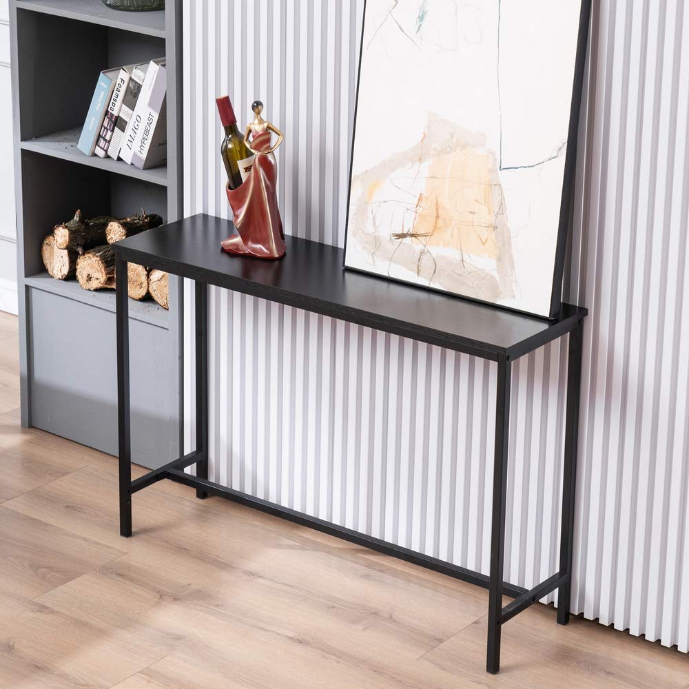 Bonnlo Narrow Console Table for Hallway,Slim Sofa Table Behind Couch,105x30x71cm, Radiator Console Table with Metal Frame, For Small Spaces, Entryway, Living Room (Black) — image 1