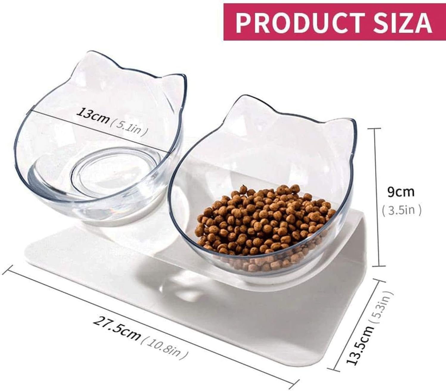 Double Cat Bowl with Raised Stand, Cat Bowl Pet Food Feeder,15° Tilted Anti-Slip Transparent Cat Food and Water Bowl, Protect Pets Cervical Vertebra, Detachable Pet Bowl for Cats and Dogs 3 61dXsg1zkBL. AC SL1500