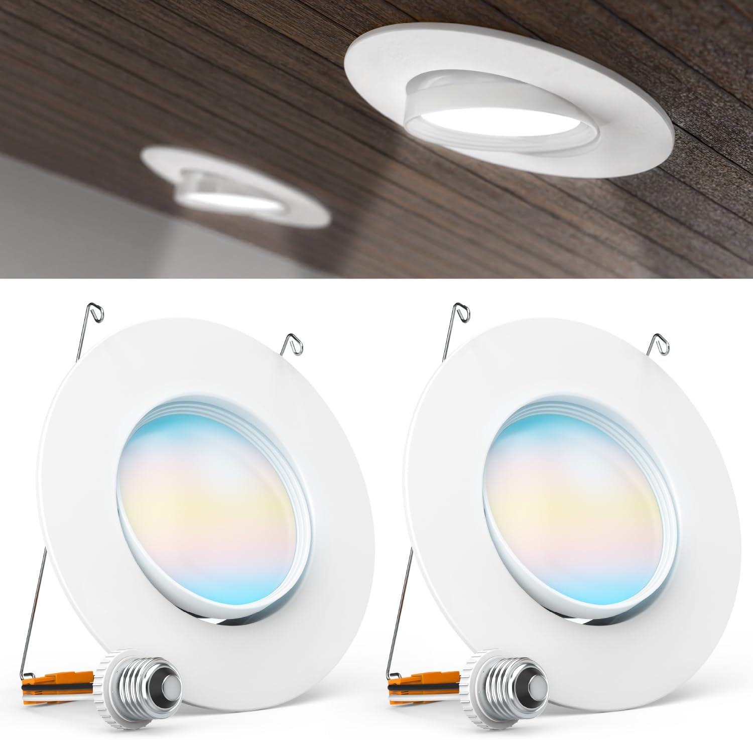- Sunco 5/6 Inch LED Can Lights Retrofit Recessed Lighting, Gimbal Downlight Adjustable, 800 LM, 12W:60W, Selectable CCT 2700K/3000K/3500K/4000K/5000K, Dimmable, Damp Rated UL. (Pack of 2)