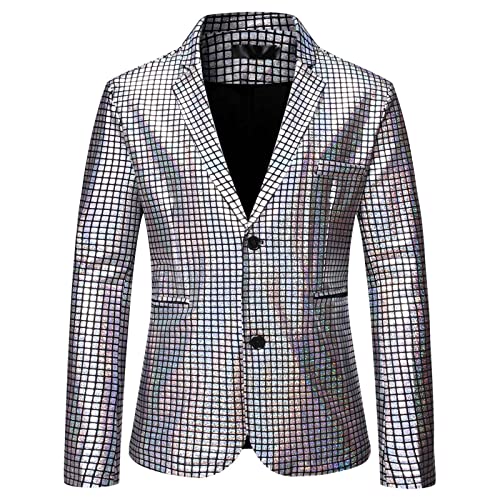 Sequin Blazer for Men Glitter Sparkle Metallic Suit Jackets Fashion Disco Prom Wedding Party Fashion Sport Coats
