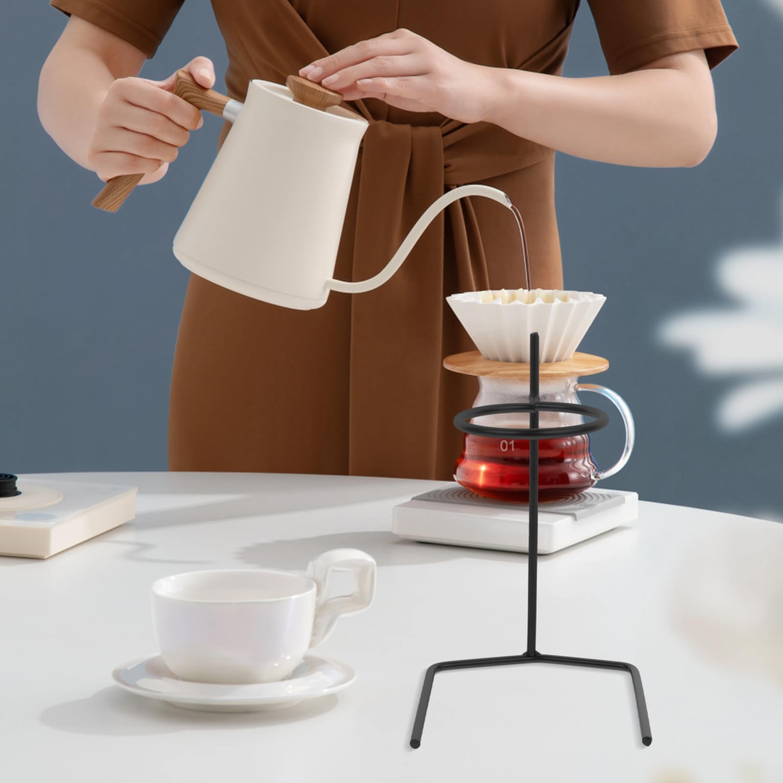 FUNOMOCYA Coffee Stand Colander over Cup Coffee Filter Holder Metal Stands Home Office Bar Decor