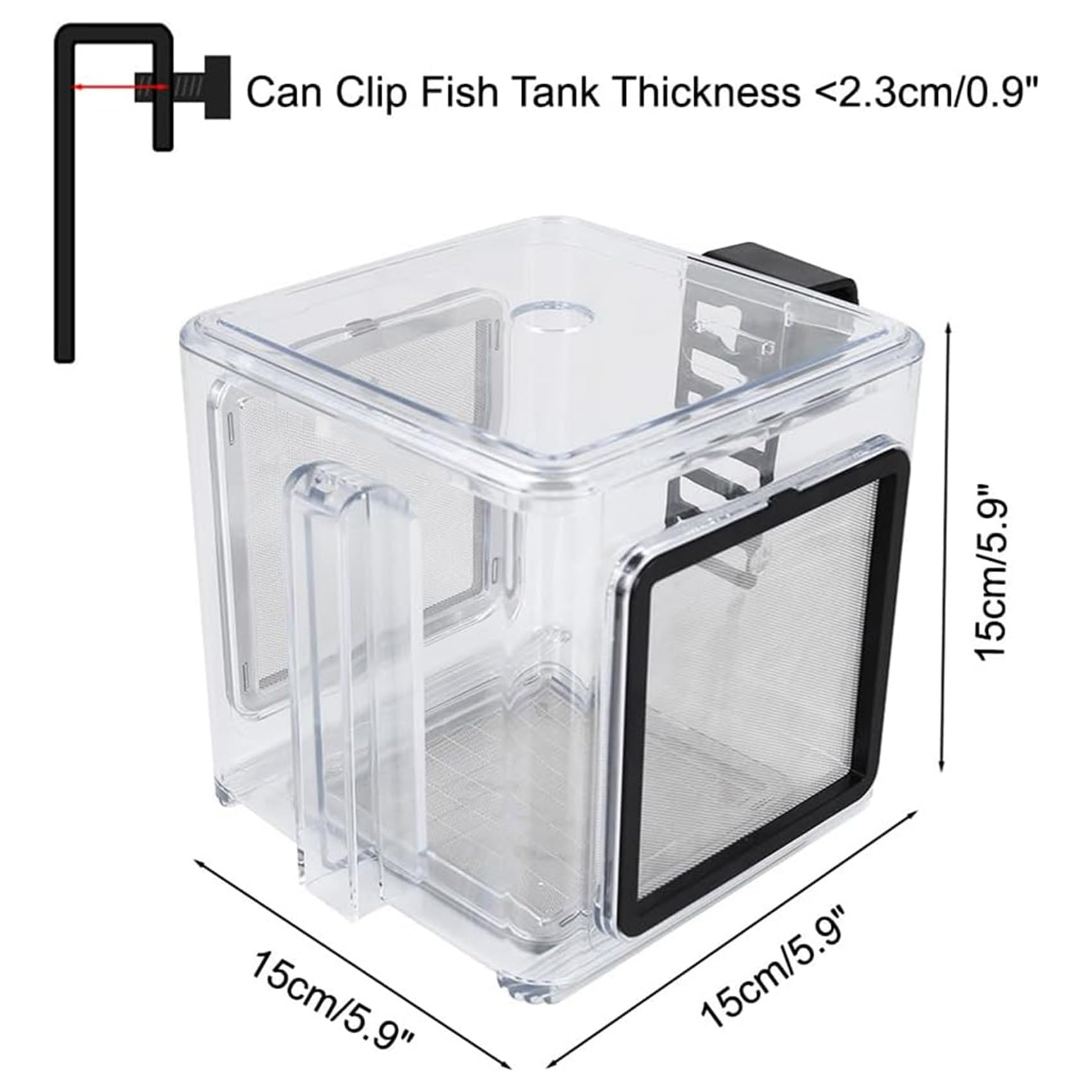 2X Fischzuchtbox, Acryl-Fischisolationsbox zum Aufhängen, Aquarium-Bruttank für Süßwasser-Meerwasser-Aquarien
