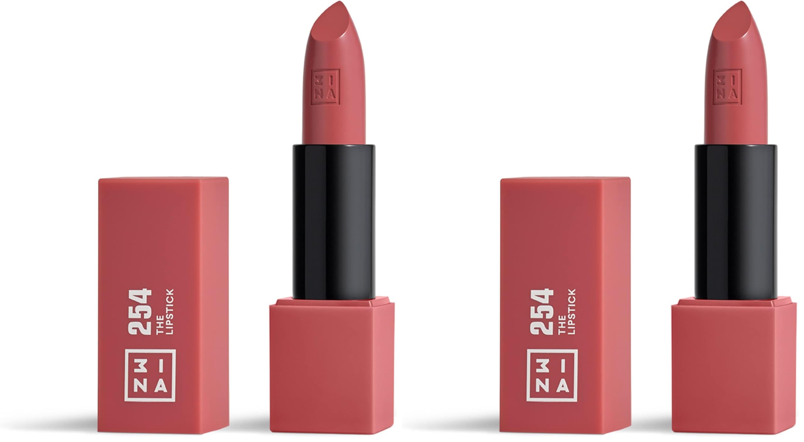 3INA MAKEUP - The Lipstick 254 - Dunkelrosa Hautfarbe Lippenstift - Matt Lippen-Stift mit Vitamin E und Shea Butter- Langanhaltender Hochpigmentiert Creme - Vanille-Duft - Vegan - Cruelty Free