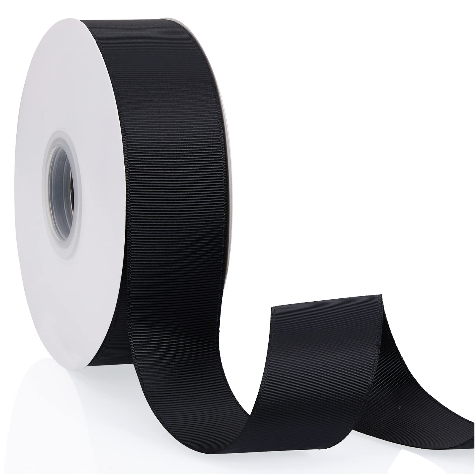 Black 1.5" X 50 Yards Solid Color Double Faced Grosgrain Ribbon for Gifts Wrapping, Wedding, Party, Crafts