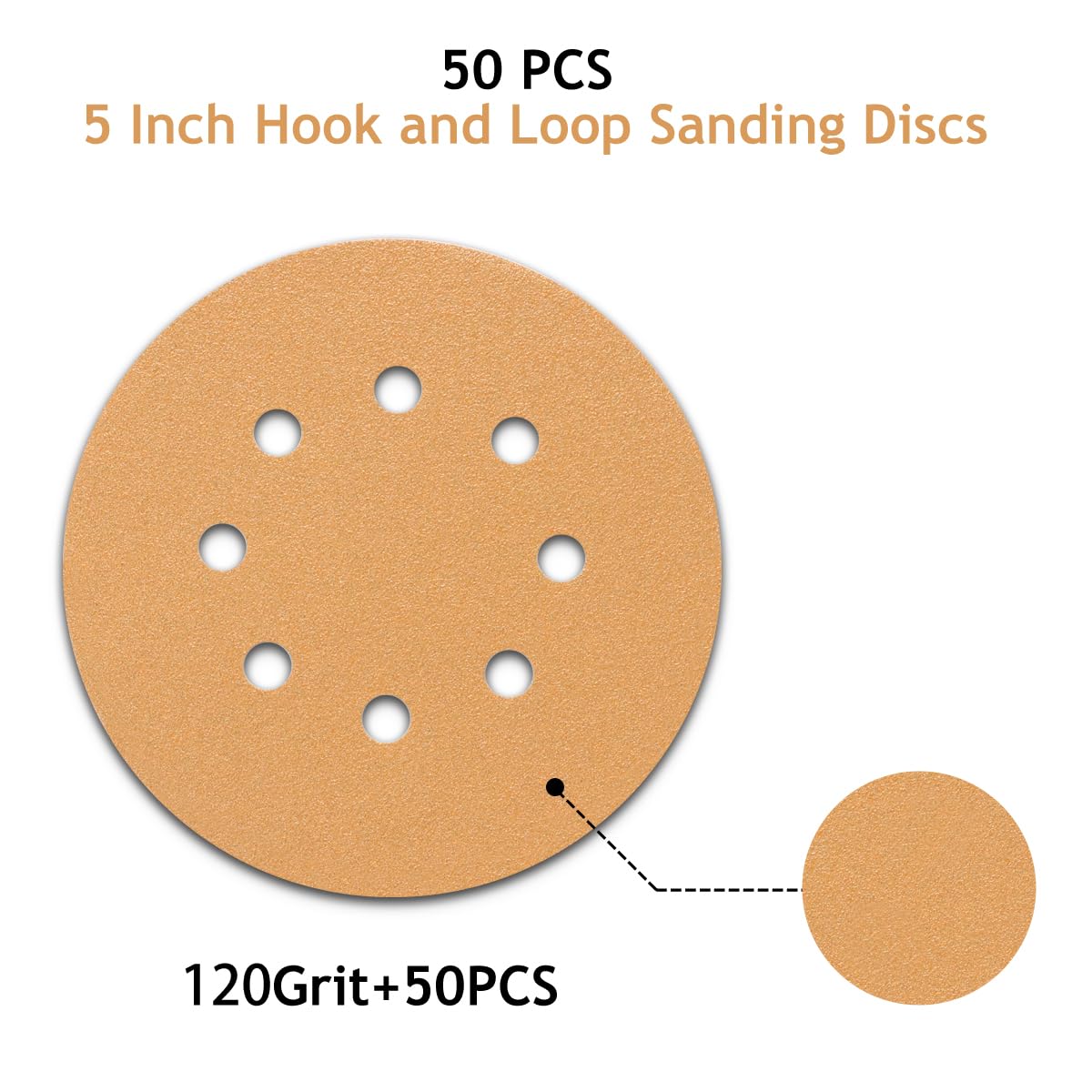5 Inch Sanding Discs - 50 Pack 120 Grit -2 5 Inch Sanding Discs - 50 Pack 120 Grit -2