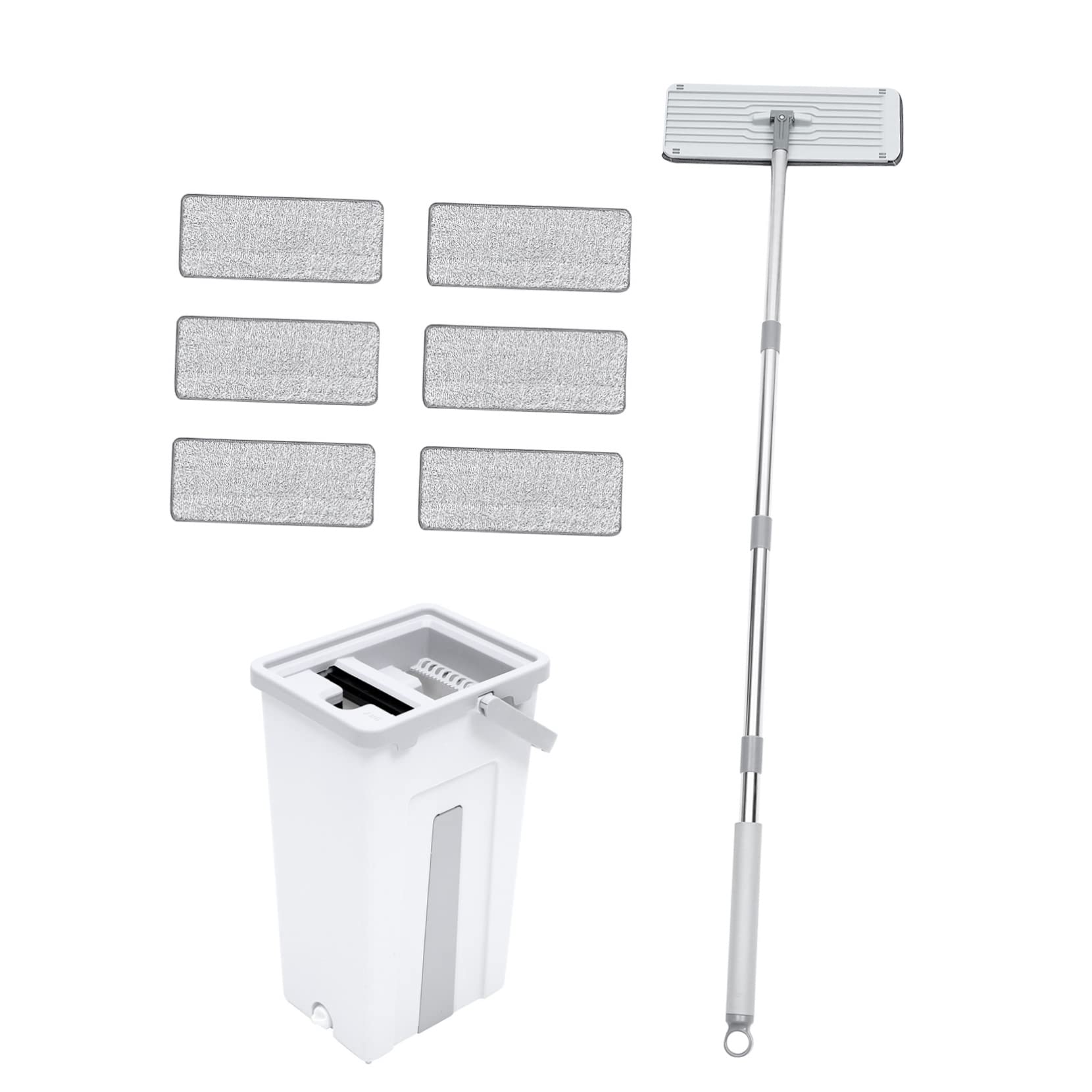 Juego de Trapeador de Microfibra con Cubo 1 Set y 6 Recambios