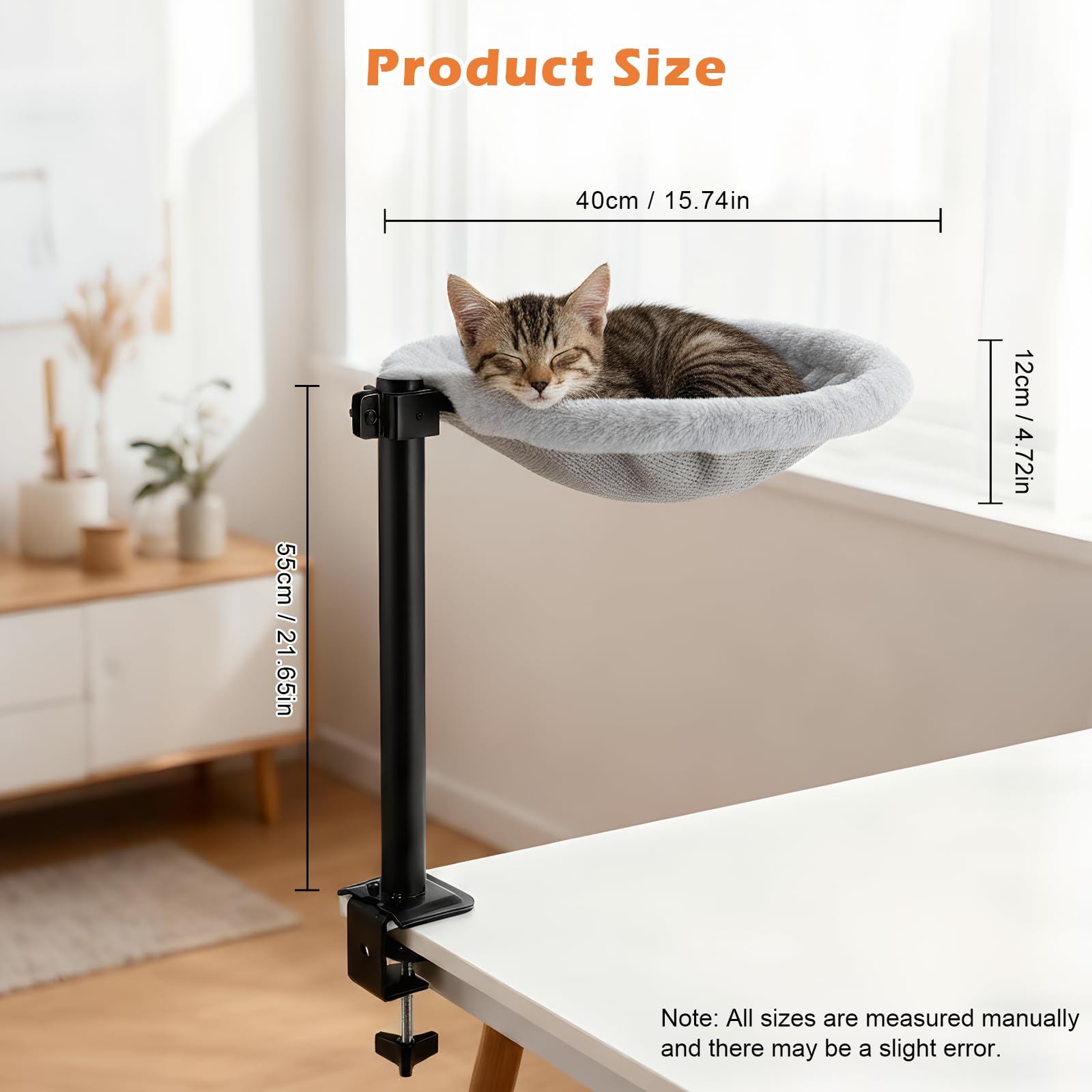 katzenbett Schreibtisch,katzenbett 360° drehbar und höhenverstellbar weiche katzenhängematte mit waschbaren bezügen,katzenschlafplatz fürs zuhause büro