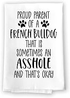 Vista 1 de Honey Dew Gifts, Proud Parent of a French Bulldog That is Sometimes an Asshole, divertidas toallas de cocina para mascotas, absorbente con temática
