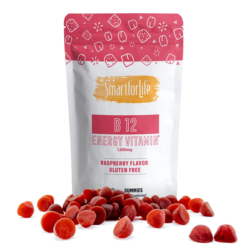 Smart for Life B12 Gummy Vitamins 1500 mcg, Raspberry, 60 Count, Non-GMO