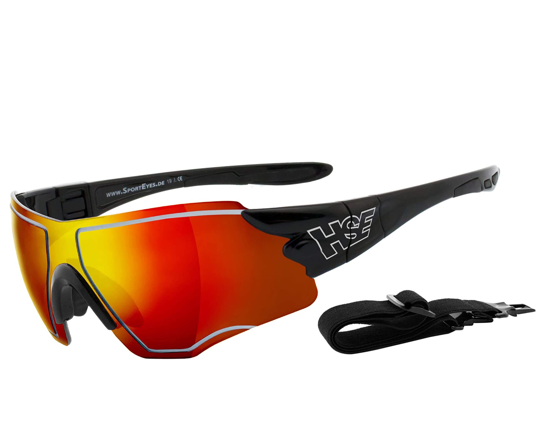 filtr ochronny UV400, HLT® szkło bezpieczne z tworzywa sztucznego zgodnie z normą DIN EN 166 | okulary sportowe, okulary rowerowe, okulary przeciwsłoneczne| oprawka okularów: czarne, okulary: SPEEDWULF