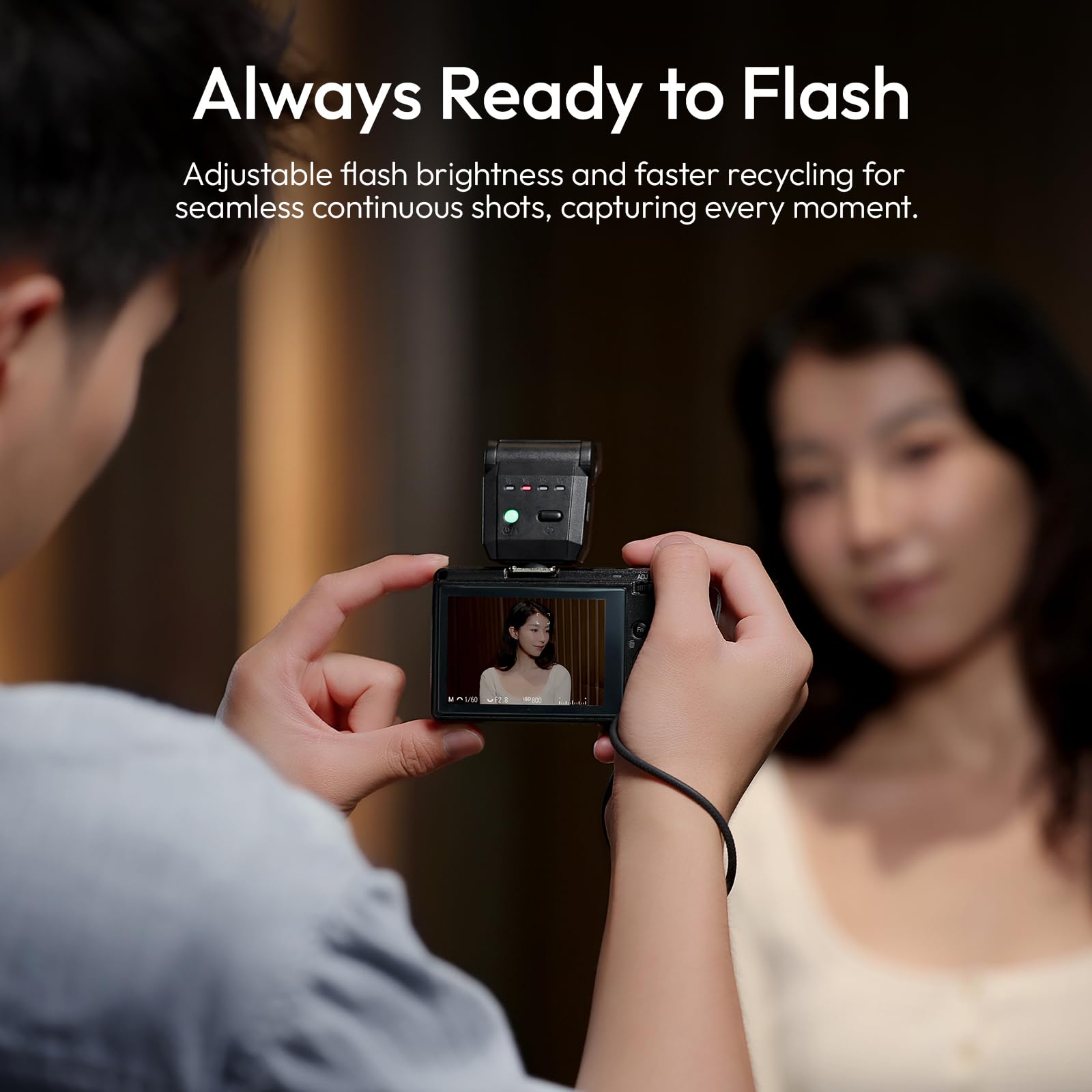 ULANZI SL03 Camera Mini Flash Speedlite with Video Light, GN8 6500K External Flash 90° Angle Adjustable Speedlite Compatible with Sony/Canon/Fuji/Nikon DSLR, Universal Single Contact Hot Shoe Mount