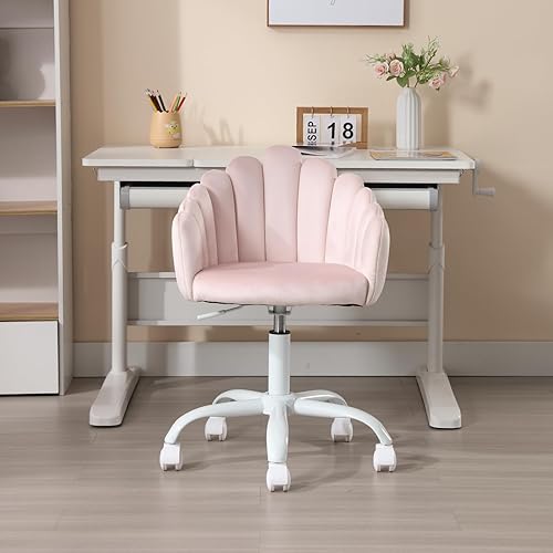 Miniatura 7 de HEAH-YO Juego de 1 silla giratoria para niños, silla de escritorio ajustable para niños con reposabrazos y respaldo, bonita silla de estudio para