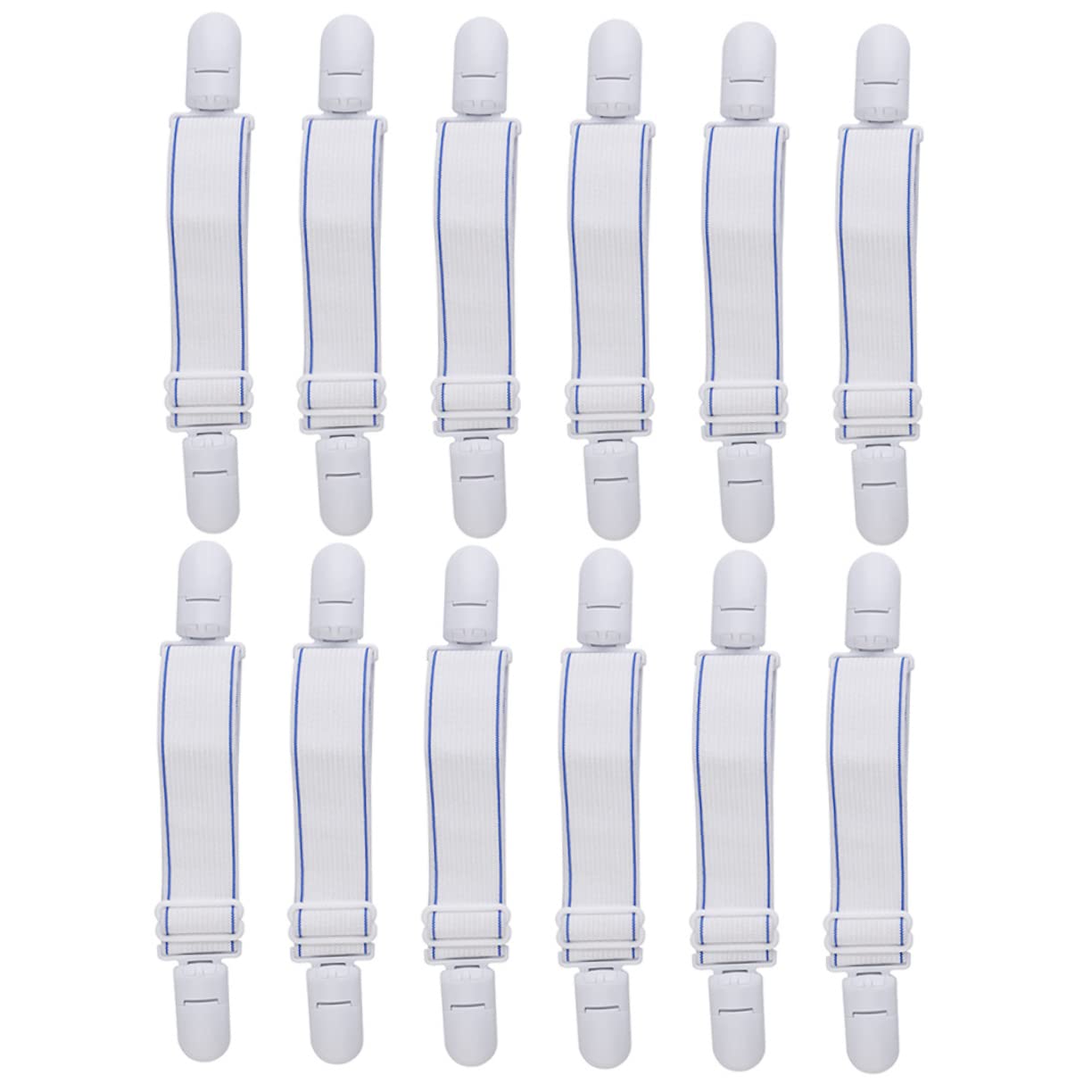 CHILDWEET 12pcs Bed Sheet Straps Fitted Sheet Clips Fasteners Tightly Secure Flat Fitted Blankets Mattress Pads Easy to Install Neat Bedding