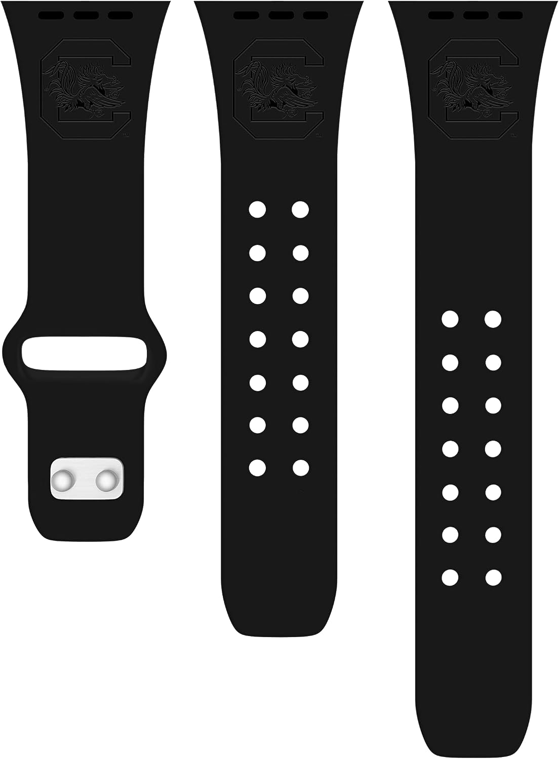 Affinity Bands South Carolina Gamecocks Engraved Silicone Sport Band Compatible with Apple Watch (42/44/45/49mm (46mm Series 11) Black)