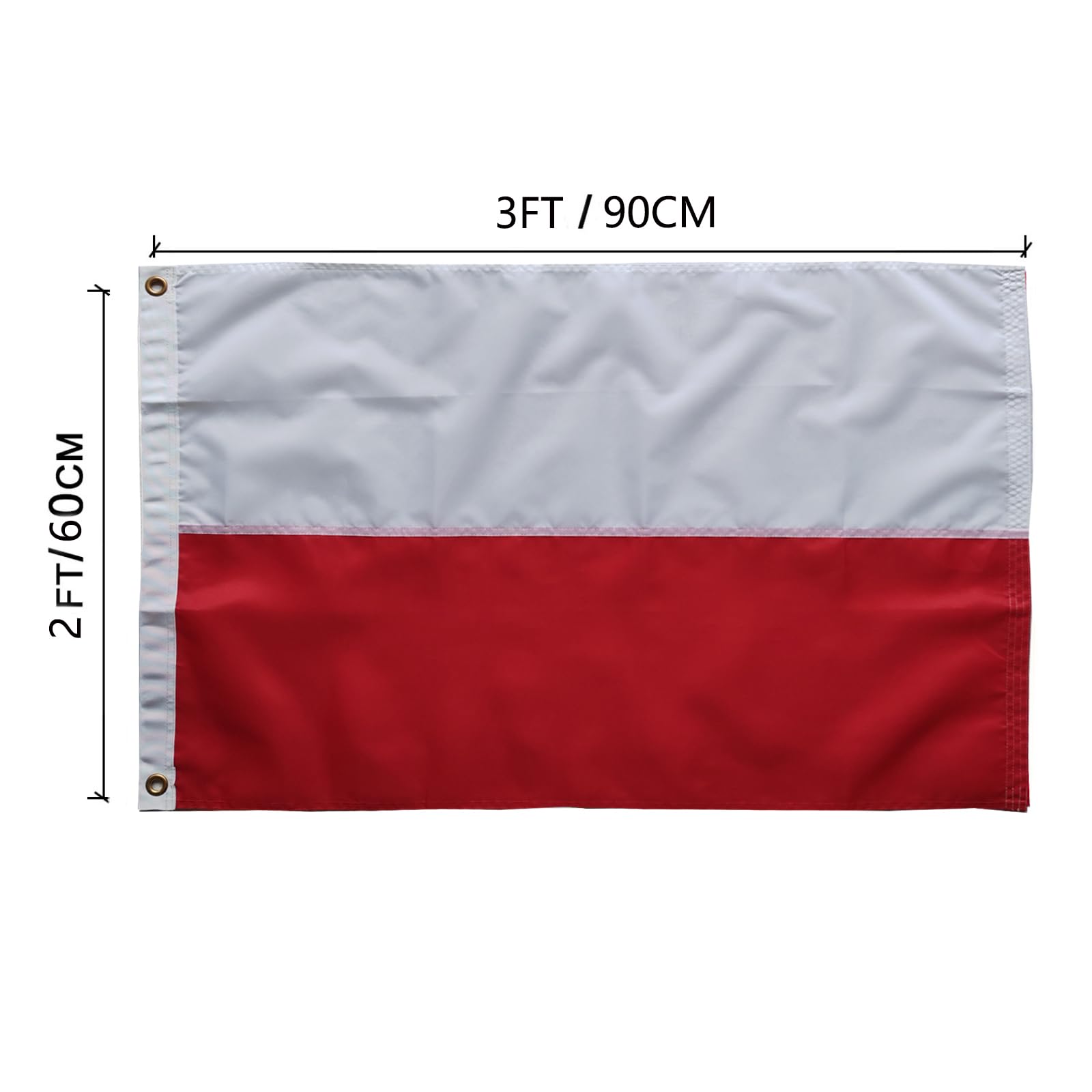 Polski Flaga 60 x 90 cm - Szyte Paski 210D Heavy Duty Poliestrowa Na Zewnątrz Nylonowa z Mosiężnymi Przepustkami