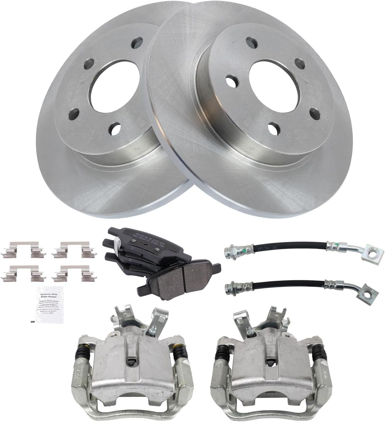 TRQ Rear Brake Pad & Rotor Kit Semi-Metallic Compatible with 2005-2008 Chevrolet Cobalt 2008-2010 HHR 2007-2009 Pontiac G5 2004-2007 Saturn Ion