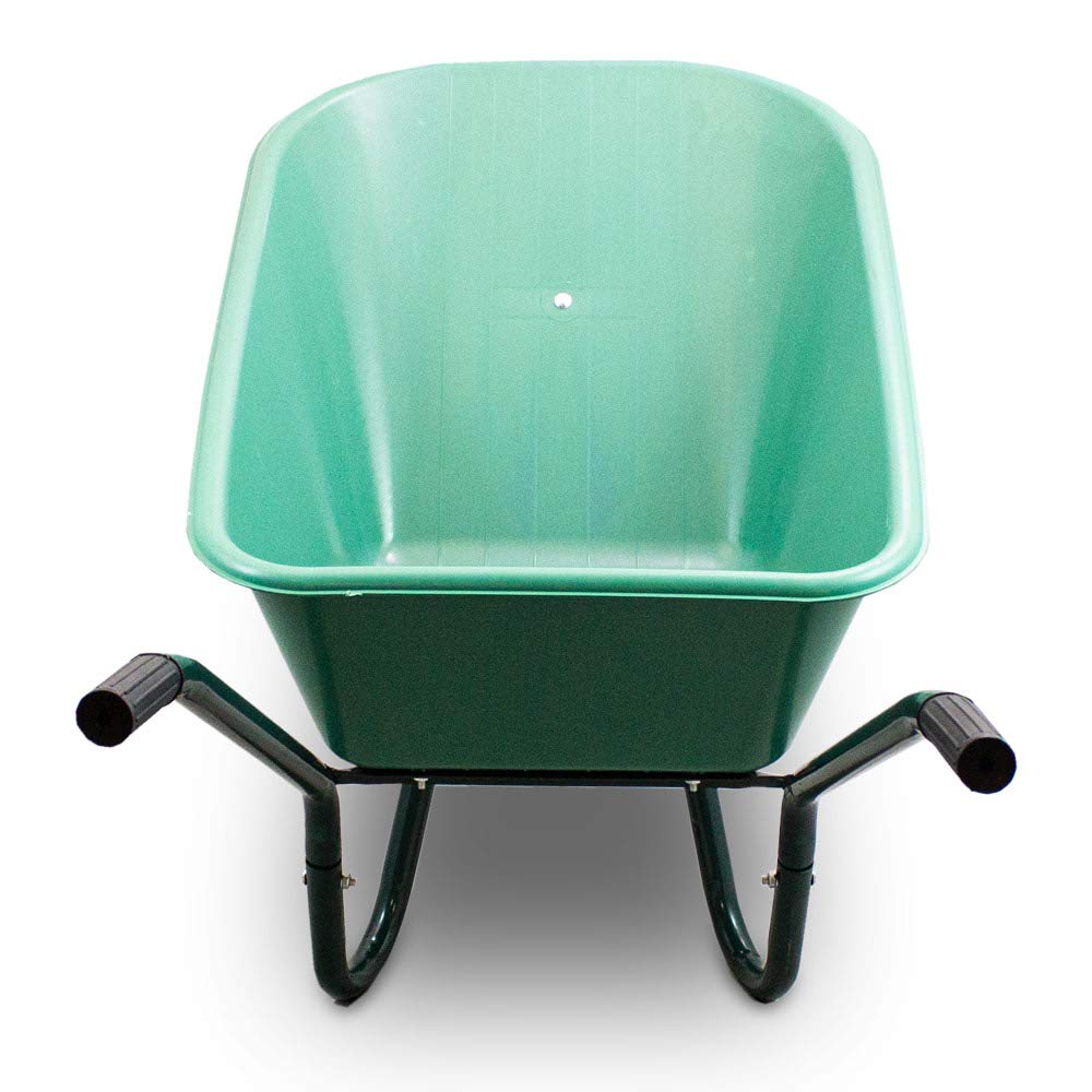 BITUXX Schubkarre 100L Schubkarren Scheibtruhe Schiebkarre Bauschubkarre mit PVC Wanne und PU Rad bis 250kg (Schubkarre mit PVC Mulde und PU Rad Grün)