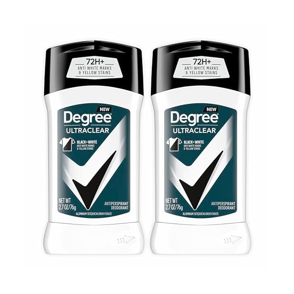 Degree Men UltraClear Antiperspirant Deodorant Black+White 2 Count 72-Hour Sweat & Odor Protection Antiperspirant For Men With MotionSense Technology 2.7 oz