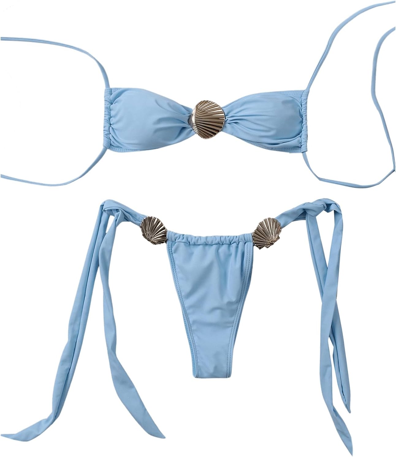 Women's Bikini Set Ring Linked String Tie Side Bathing Suit Two Piece Swimsuit