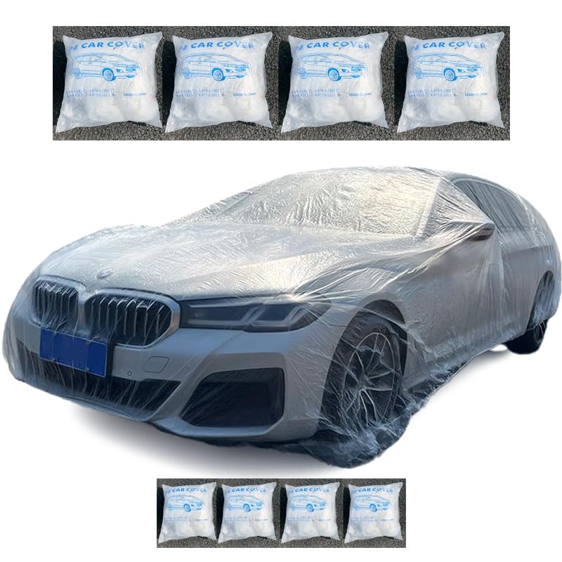 Image of Disposable Transparent Car Cover - Waterproof, Dustproof, Scratch & UV-Resistant Protection for Cars, SUVs, Easy to Use, Eco-Friendly - Pack of 2 for Travel & Outdoor Parking (2, LL)