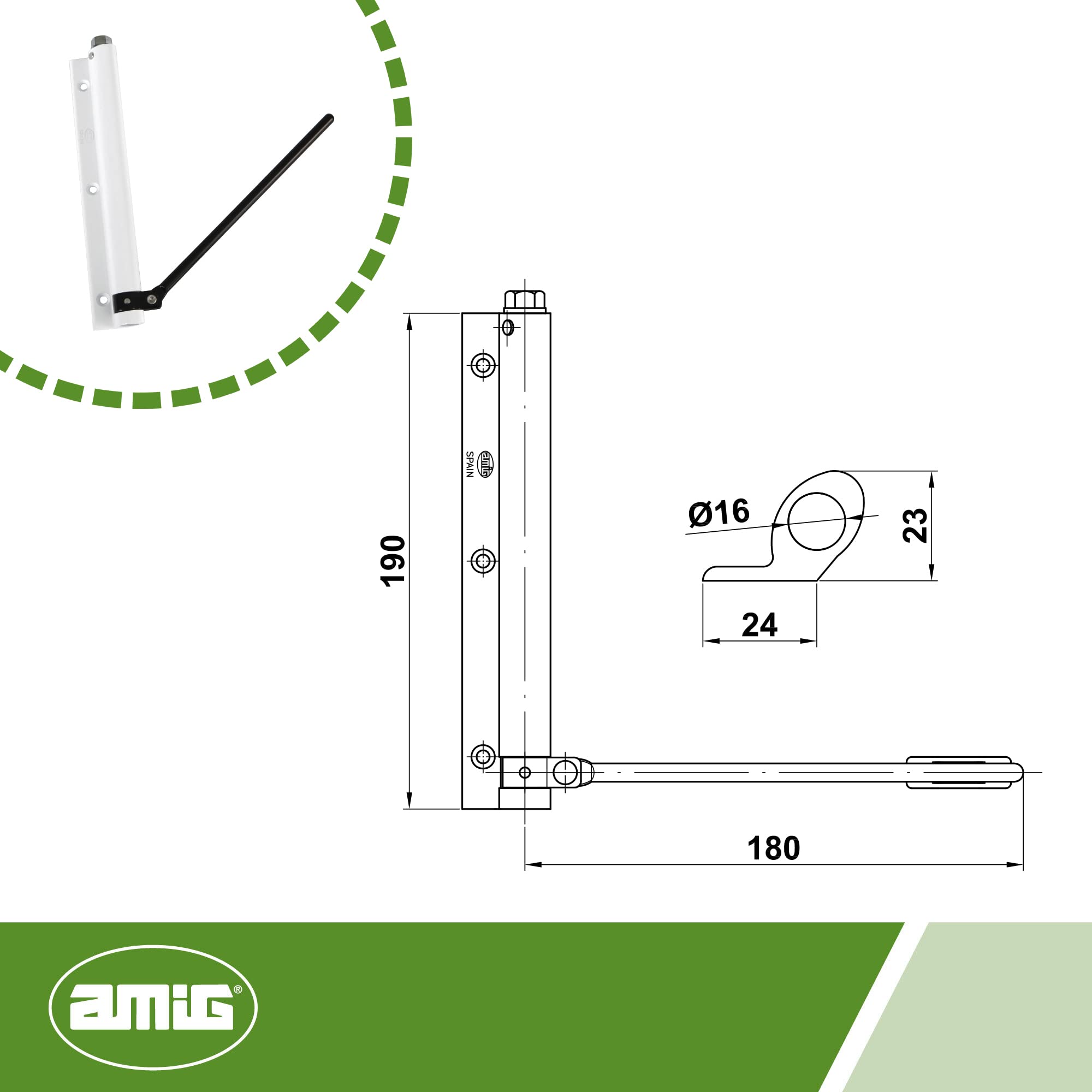 Amig Spring Bolt 200 Aluminium White, 190 x 180 mm - Image 3