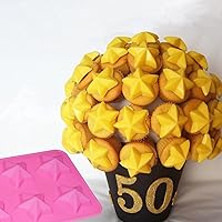 Vista 3 de Molde de chocolate estrella, molde de silicona reutilizable de cinco puntas para hacer chocolates, cubitos de hielo, gelatinas y dulces (rosa)