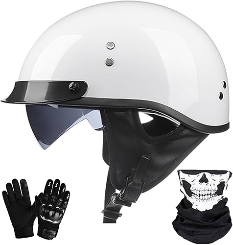 Casco retro de motocicleta para adultos, hombres y mujeres, estilo alemán vintage, media cara, casco de calavera, casco de motocross, casco de