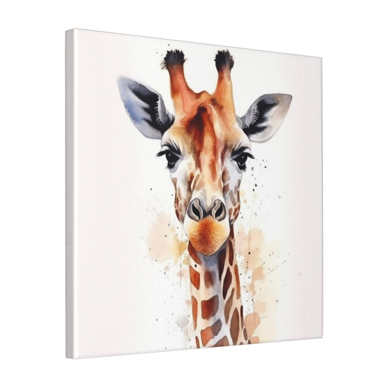 KLOPH Stylish Animal Watercolor Giraffe Canvas Wall Art for Living Room 16"x16" Modern Artwork Painting for Bathroom Hanging Canvas Prints Aesthetic Wallart for Bedroom Kitchen Office Wall Decor