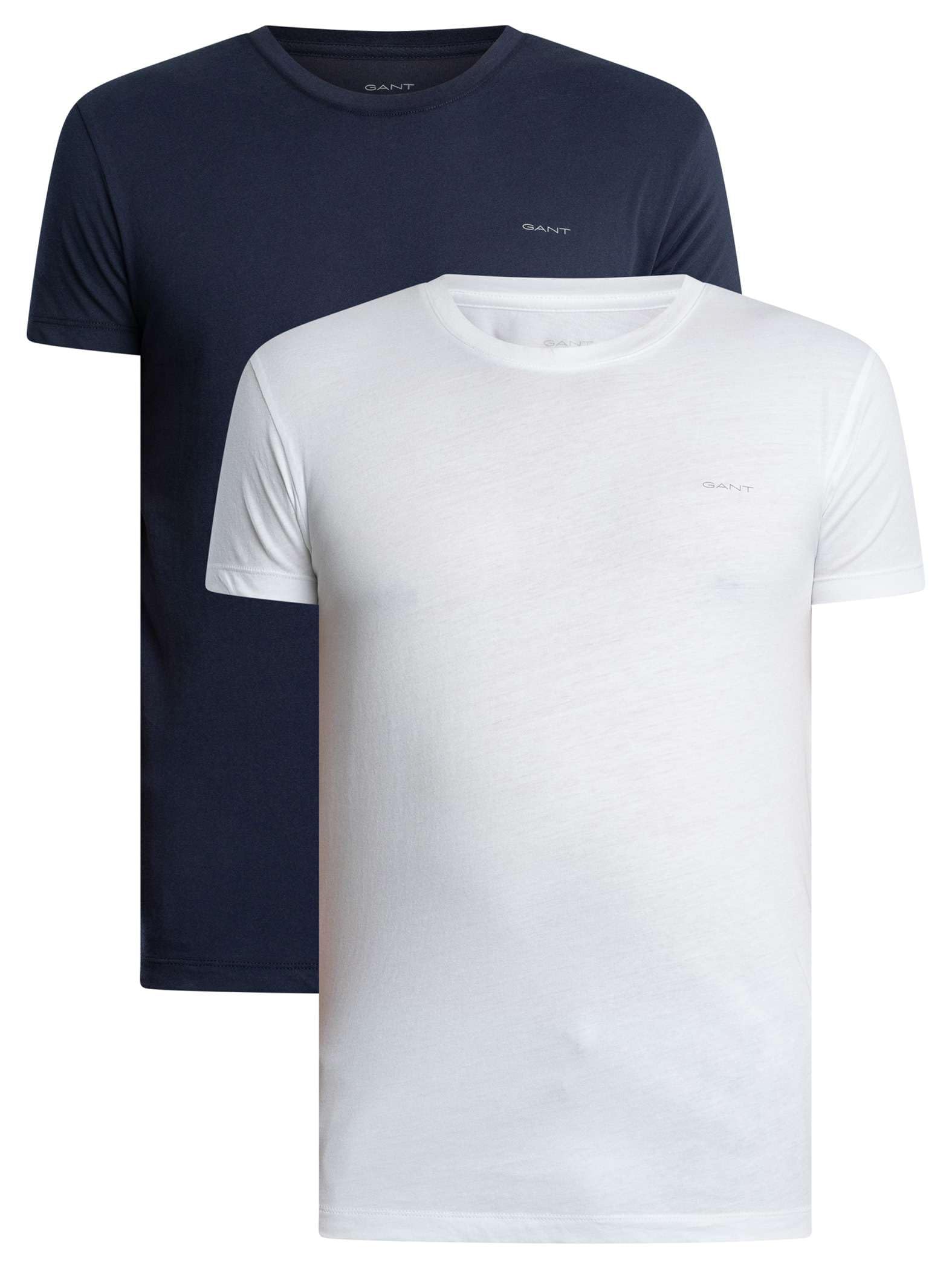 Gant Men's Navy/White 2-Pack Crew Neck T-Shirts (L)
