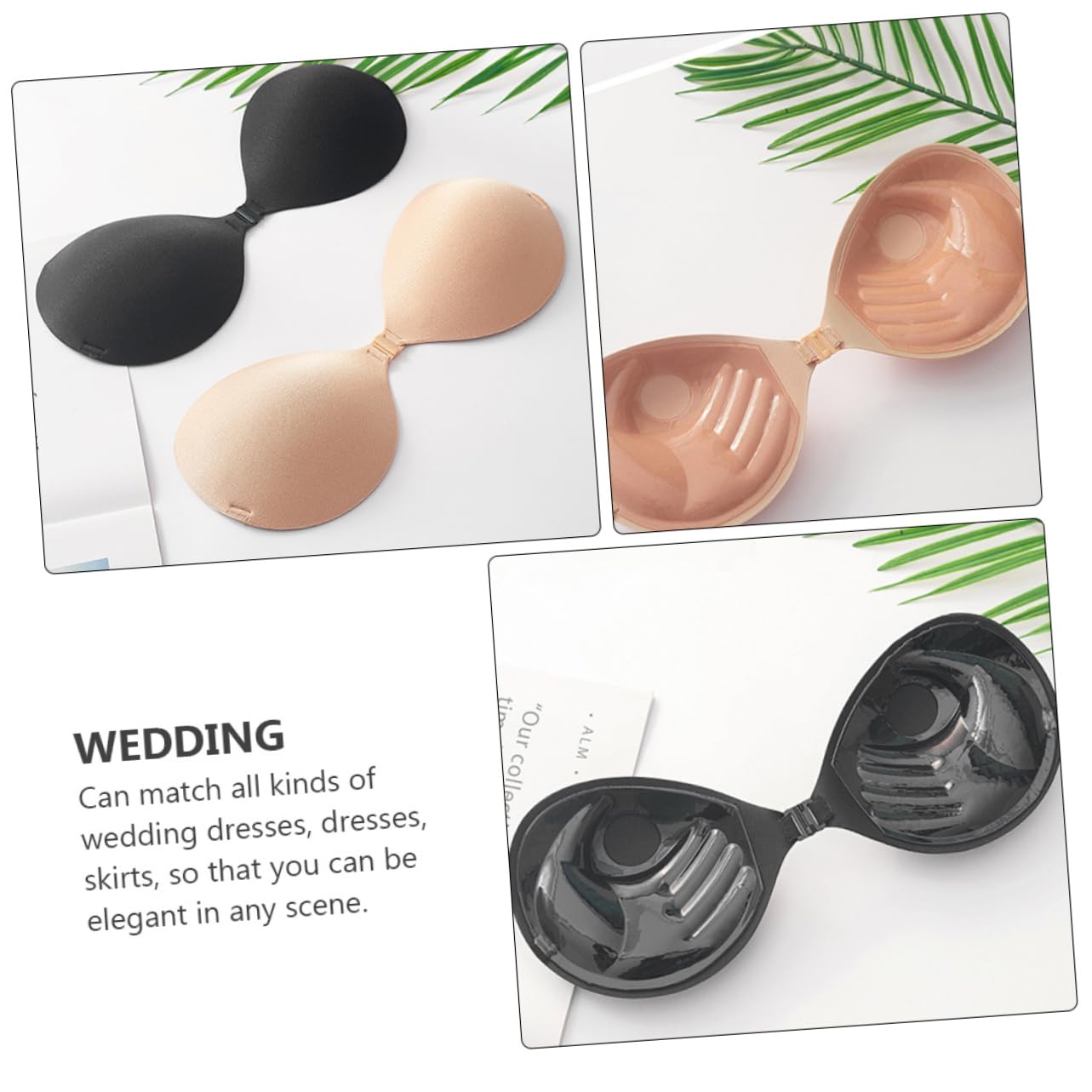 LIFKOME 2 Juegos 2 Piezas Pegatinas de sujetador sin tirantes sujetador pegajoso sin espalda wedding dress seamless bra sujetador adhesivo sujetador de gel de sílice