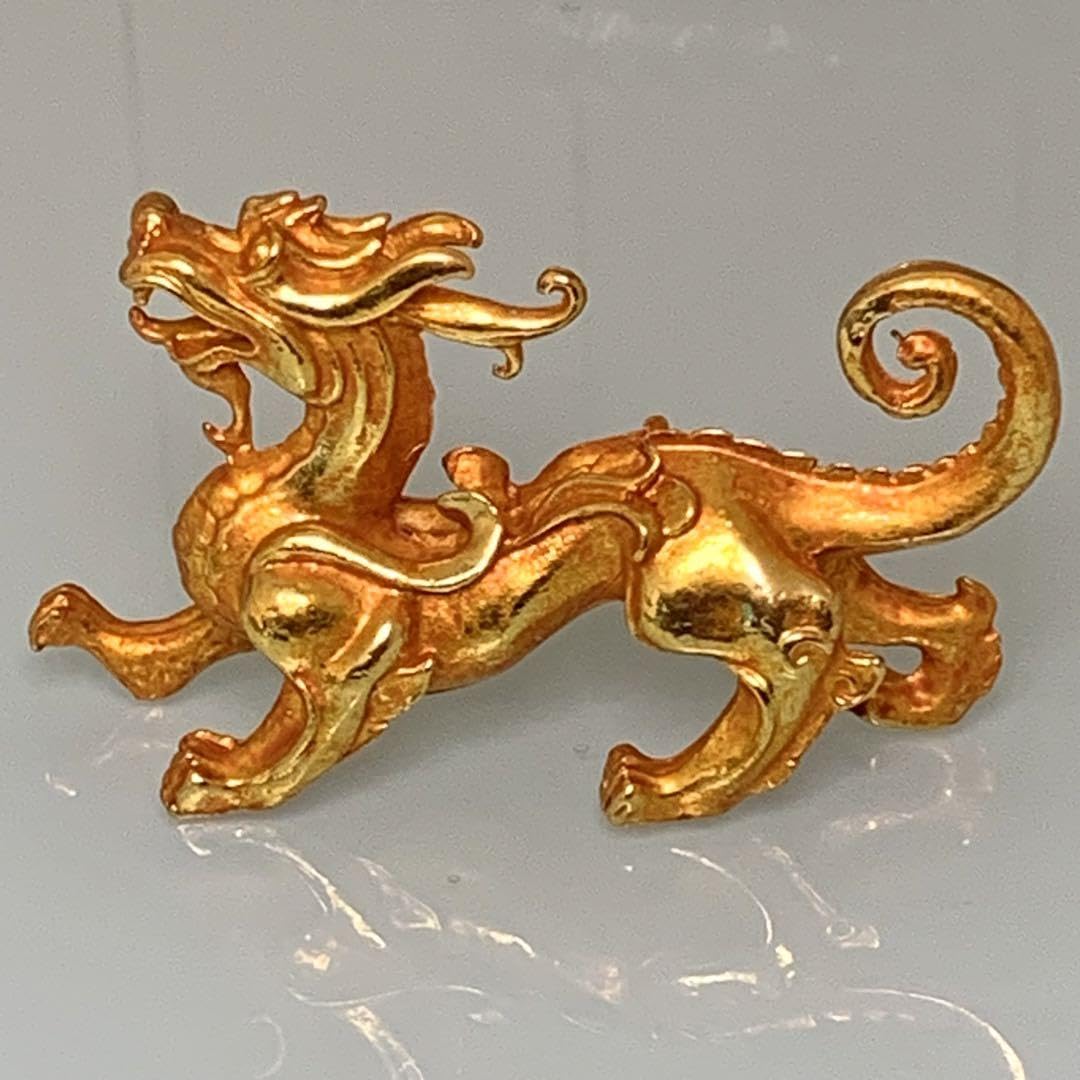 縁起物　金獣龍　鎮座　開運へ　飾り　極美品 縁起物 金獣龍 鎮座 開運へ 飾り 極美品