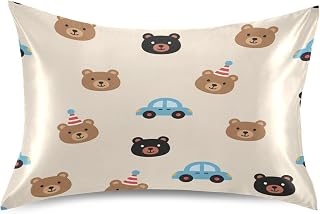 Bear and Car Pattern sham Pillow case Bulk Microfiber Pillowcases Cotton Pillow Cases Envelope Closure Pillow case 20x40 inches