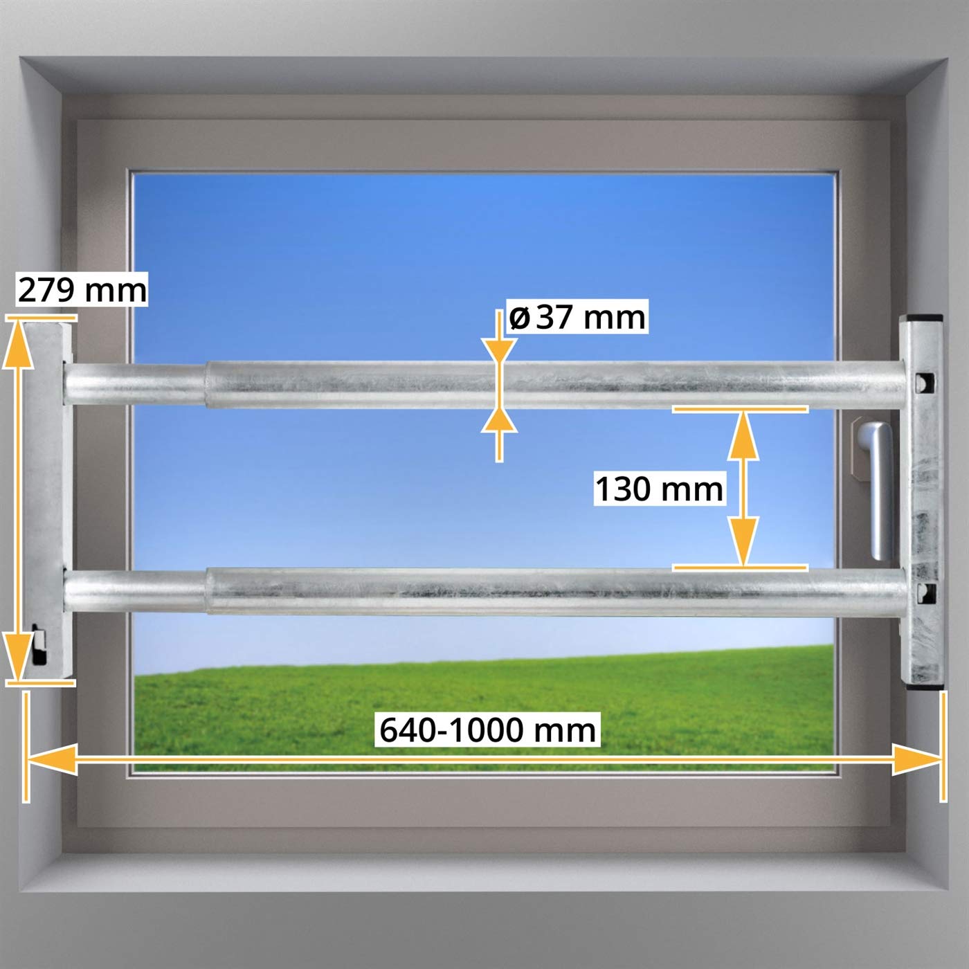 VOSS Doble Barra Anti-intrusión para Puertas y Ventanas, 640 mm - 1000 mm